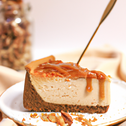 Salted Caramel Almond Cheesecake with Caramel Macchiato Topping