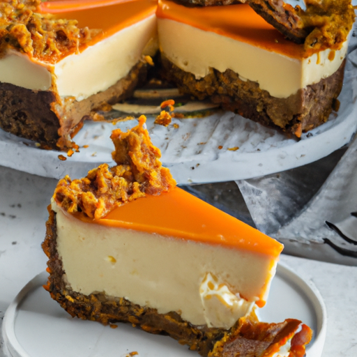 Caramel Whiskey Cheesecake with Carrot Cake Base and Toffee Crunch Topping