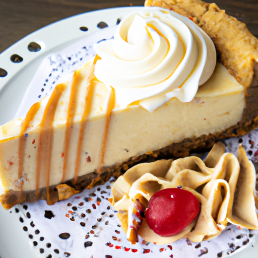 Cinnamon Peanut Butter Cheesecake with Whipped Cream & Cherry Topping