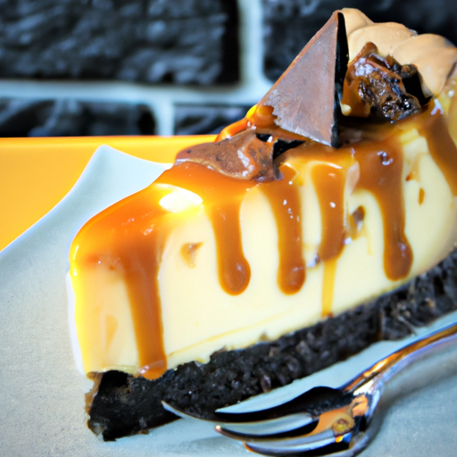 Lemon Bourbon Caramel Cheesecake with Kahlua Espresso Topping