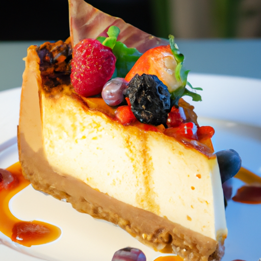 Olive Oil & Sea Salt Cheesecake with Salted Caramel and Berries & Cream Topping