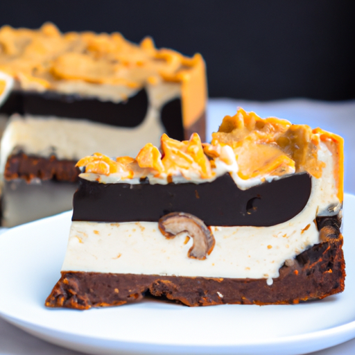 Black & White Cheesecake with Peanut Butter Cup Topping