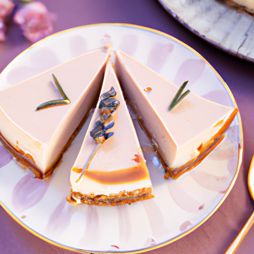 Cheesecake with Buttermilk Biscuit base, Rose filling and Lavender topping