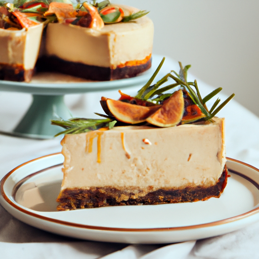 Bourbon Butterscotch Rosemary Fig Cheesecake with Almond Flour Base