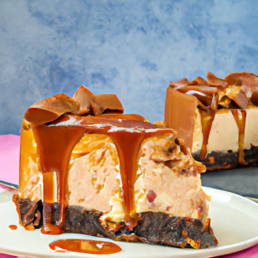 Rocky Road Cheesecake with Caramel Sauce