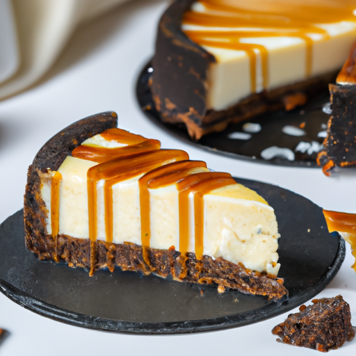 Black & White Cookies and Cream Cheesecake with Salted Caramel Topping