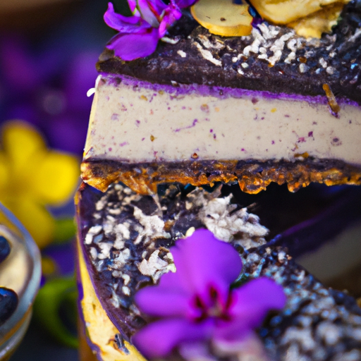 Acai Coconut Chia Cheesecake with Elderflower Topping