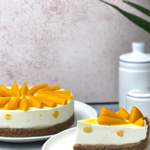 Gingery Cheesecake with Peach & Mango Topping