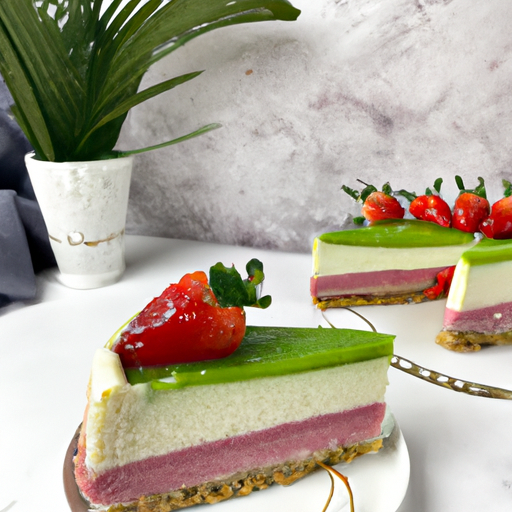 Strawberry Berries & Cream Cheesecake with Pandan Coconut Crust