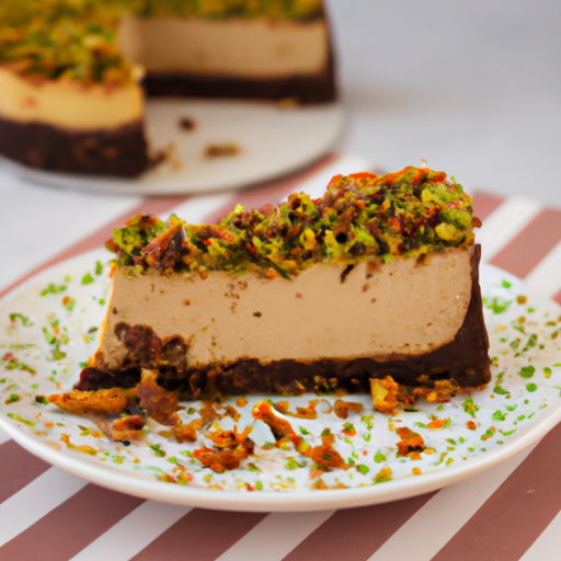 Pistachio Tiramisu Cheesecake with Candied Pecans