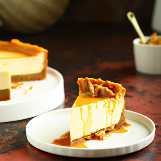 Carrot Cake Cheesecake with Vanilla Filling and Caramel Sauce Topping