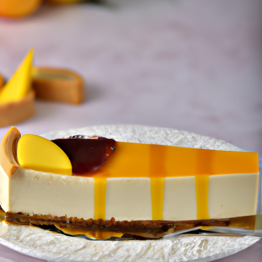 Olive Oil & Lemon Cheesecake with Peach & Mango Topping