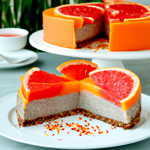 Chia Seeds Crust Cheesecake with Blood Orange & Grapefruit Topping