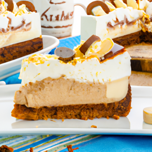 Banana Peanut Butter Cup Cheesecake with Whipped Cream Topping