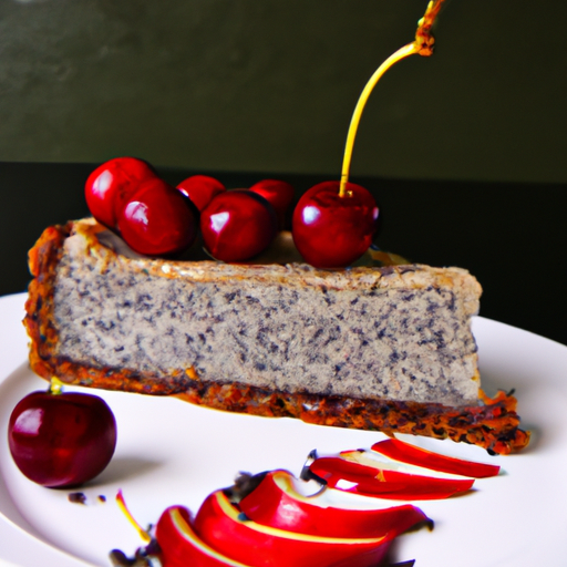 Cinnamon Apple Chia Cheesecake with Brandy Cherry Topping