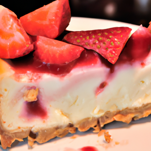 Strawberry Almond Cheesecake with Berries & Cream Topping Recipe