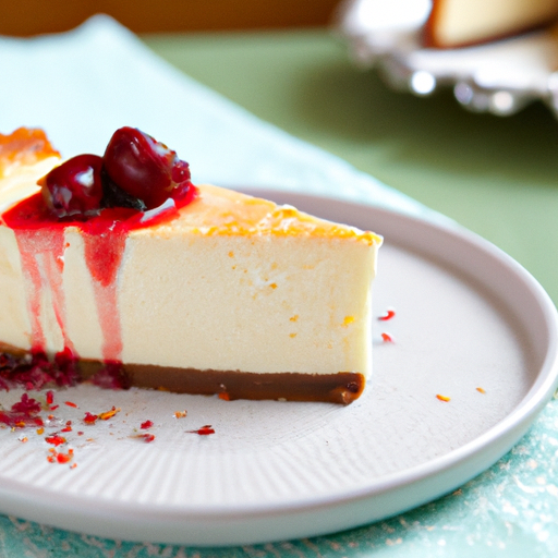 Olive Oil & Sea Salt Cheesecake with Greek Yogurt, Brandy & Cherry topping