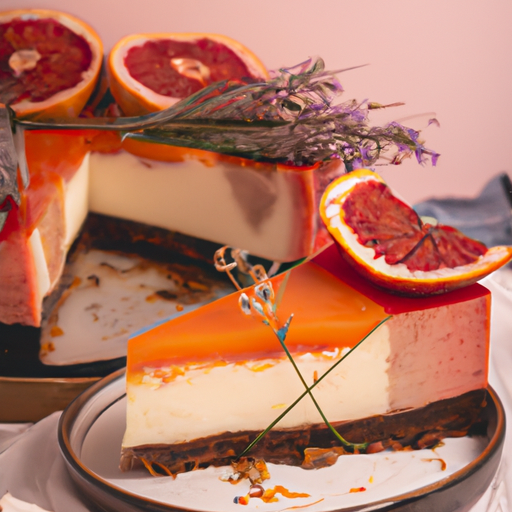 Lavender Whiskey Cheesecake with Blood Orange and Grapefruit Topping