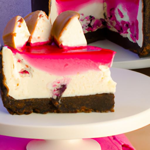 Champagne & Raspberry Cheesecake on Black & White Cookie Crust with Marshmallow Topping