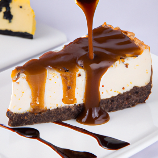 Chocolate Hazelnut Cheesecake with Black & White Cookie Crust and Caramel Sauce