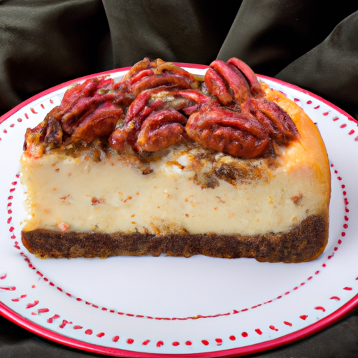 Cinnamon Roll Cheesecake with Strawberry Filling and Candied Pecans Topping