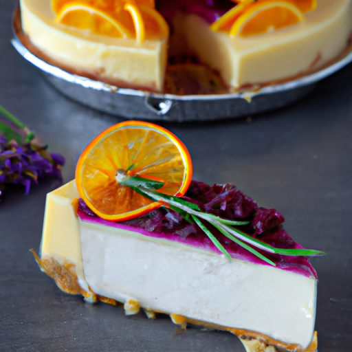 Brie & Cranberry Cheesecake with Lavender Filling and Orange & Vanilla Topping