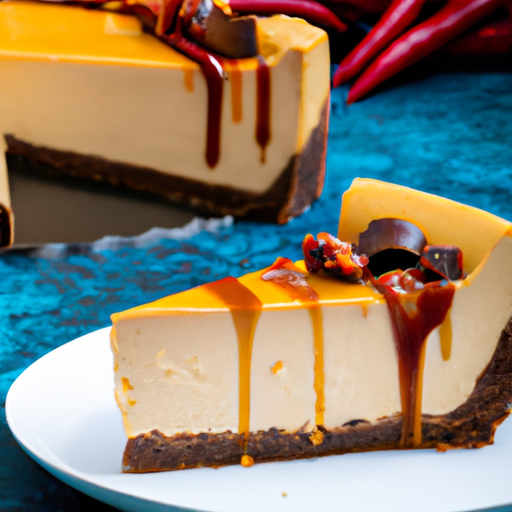 Whiskey Chocolate Peanut Butter Cheesecake with Chilli Pepper & Caramel Base