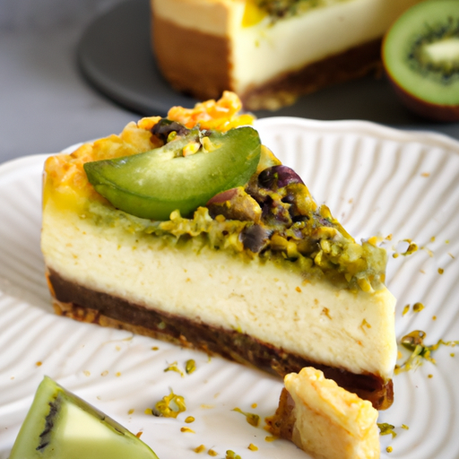 Rosemary & Fig Cheesecake with Pistachio Crumble Base and Pineapple & Kiwi Topping