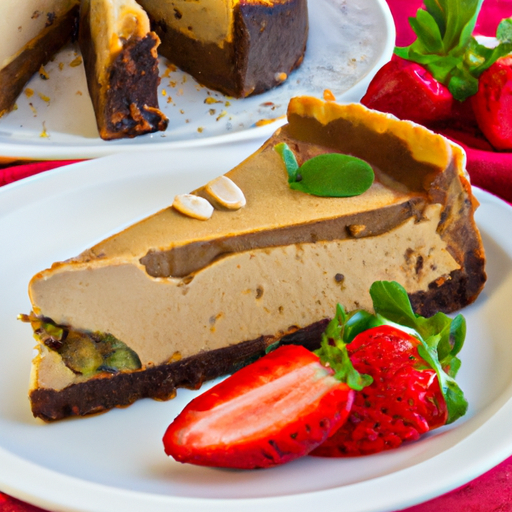 Brown Butter & Sage Cheesecake with Strawberry and Peanut Butter Cup Topping