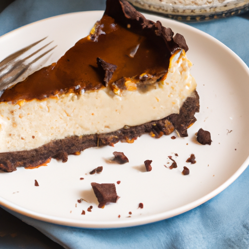 Creamy Greek Yogurt and Honey Cheesecake with Chia Seeds Crust and Hot Fudge Topping