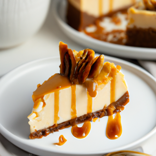 Maple Pecan Salted Caramel Cheesecake with Caramel Macchiato Topping