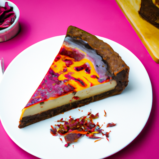 Cayenne & Chocolate Cheesecake with Whiskey Filling & Hibiscus Topping