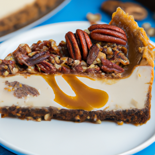 Creamy Peanut Butter Cup Cheesecake with Candied Pecans Topping