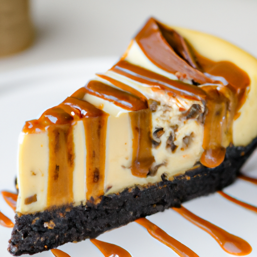 Cookies & Cream Cheesecake with Caramel Sauce Topping