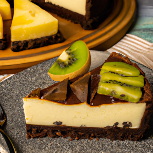 Whiskey & Chocolate Cheesecake with Pineapple & Kiwi Topping