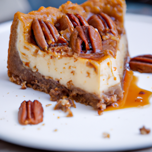 Bourbon Caramel Cheesecake with Candied Pecans