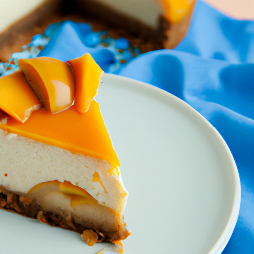 Salted Caramel Cheesecake with Peach & Mango Topping