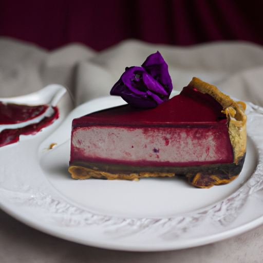 Acai-Hibiscus Cheesecake with Sundried Tomato Pesto Topping