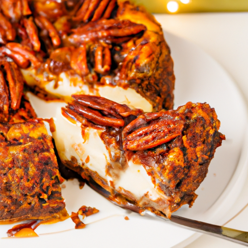 Cinnamon Roll Cheesecake with Whiskey & Chocolate Filling and Candied Pecan Topping