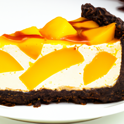 Whiskey Chocolate Cheesecake with Peach Mango Topping