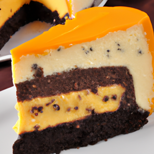 Cayenne Pepper & Dark Chocolate Cheesecake with Cookies & Cream Filling and Orange & Vanilla Topping