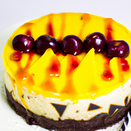 Black & White Mango Cheesecake with Brandy & Cherry Topping