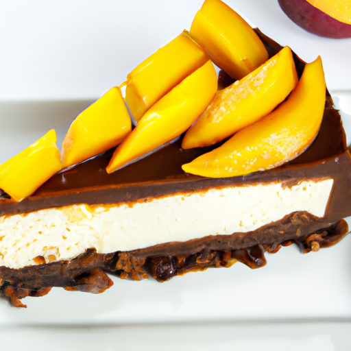 Whiskey Chocolate Cheesecake with Peach Mango Topping