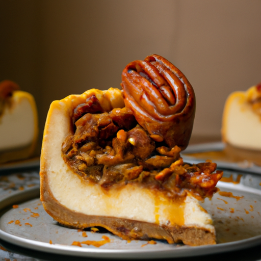 Cinnamon Roll Cheesecake with Salted Caramel Filling and Candied Pecans