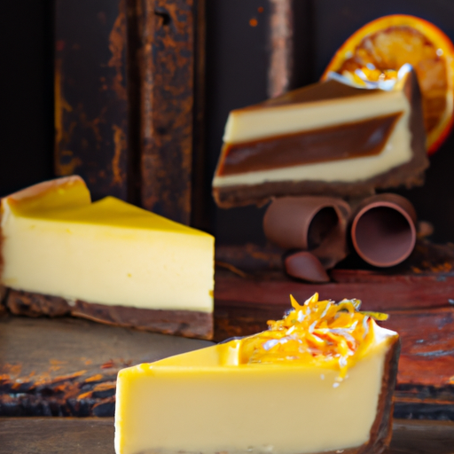 Whiskey Chocolate Orange Cheesecake with Lemon Bar Crust and Vanilla Topping