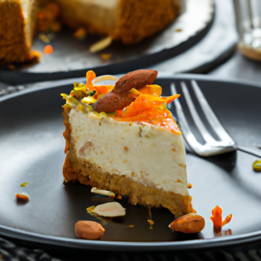 Cardamom & Pear Cheesecake with Carrot Cake Crust and Toasted Almonds Topping