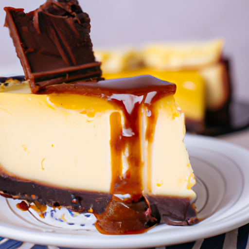 Caramel Bourbon Chocolate Cheesecake with a Lemon Bar Crust