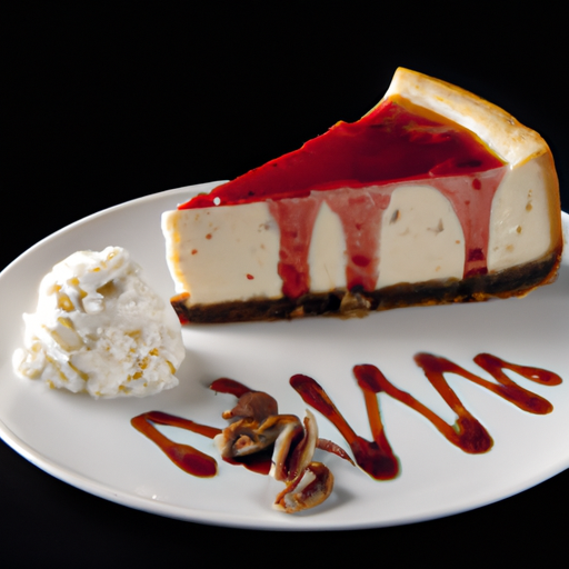 Maple Pecan Cheesecake with Strawberry Filling and Whipped Cream & Cherry Topping