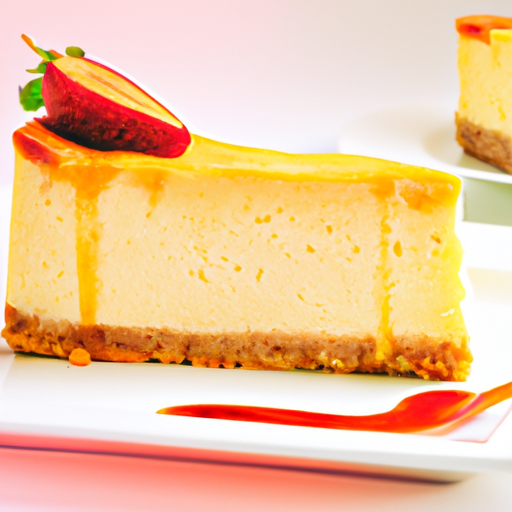 Lemon-Strawberry Cheesecake with Caramel Sauce