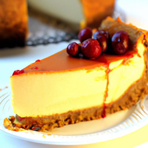 Olive Oil & Sea Salt Pumpkin Spice Cheesecake with Brandy & Cherry Topping